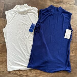 2 New with tags Apt. 9 high neck ribbed tank tops ivory and navy